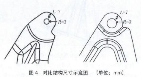 圖4  對比結(jié)構(gòu)尺寸示意圖