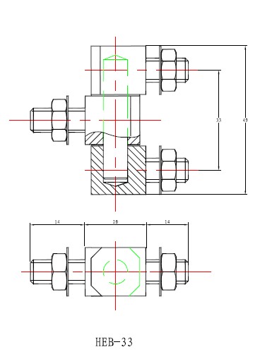 HEB-33型鉸鏈尺寸示意圖
