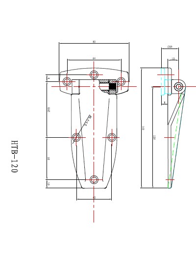 HTB-120型鉸鏈尺寸示意圖
